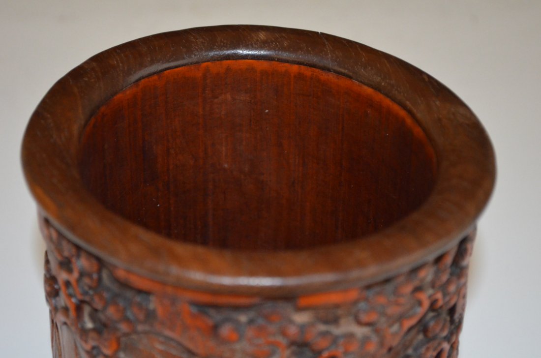 Chinese Carved Bamboo/Mixed Wood Brush Pot - 2