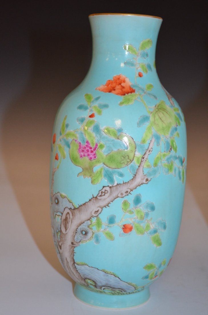 Pair of Chinese Turquoise Glazed Famille Rose Porcelain - 2