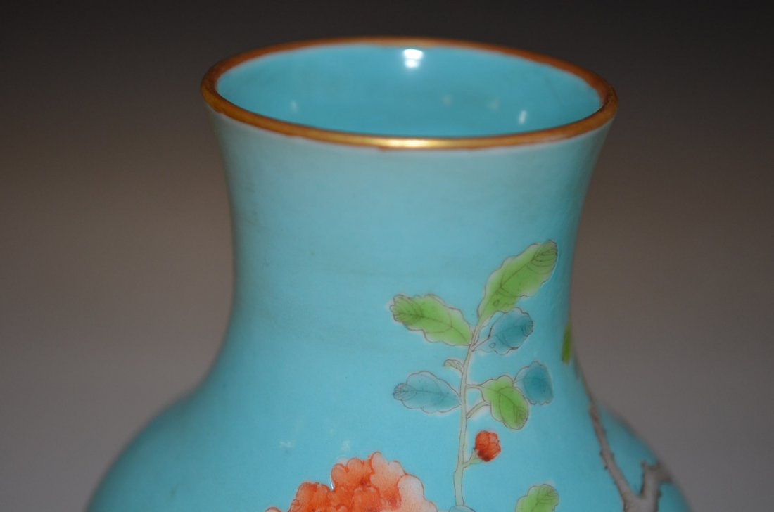 Pair of Chinese Turquoise Glazed Famille Rose Porcelain - 3