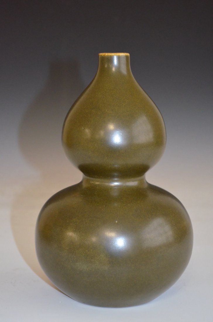 Tea Dust Glazed Chinese Double Gourd Bottle Vase