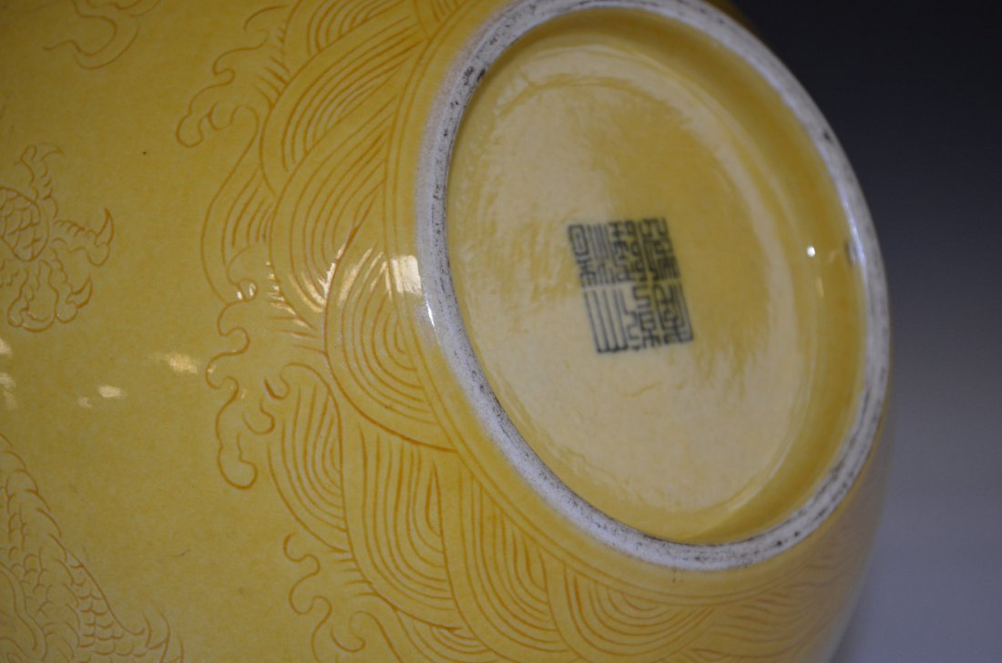 Chinese Yellow Glazed Porcelain Dragon Bottle Vase - 6