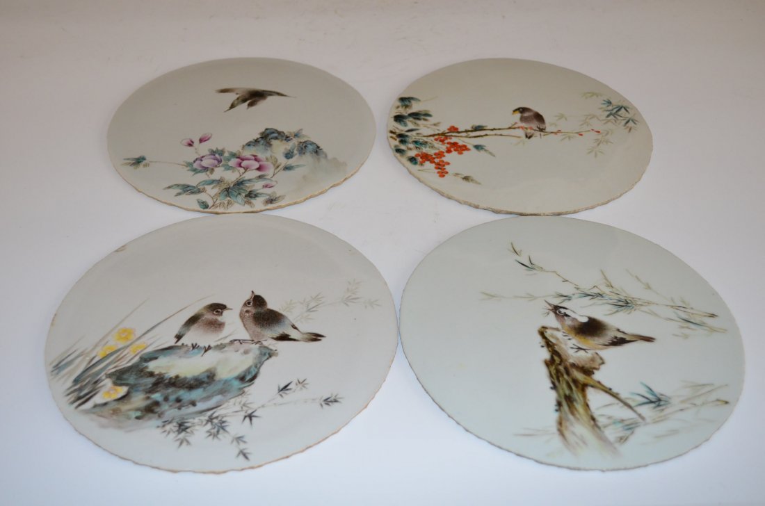 Four Famille Rose Porcelain Chinese Round Plaques
