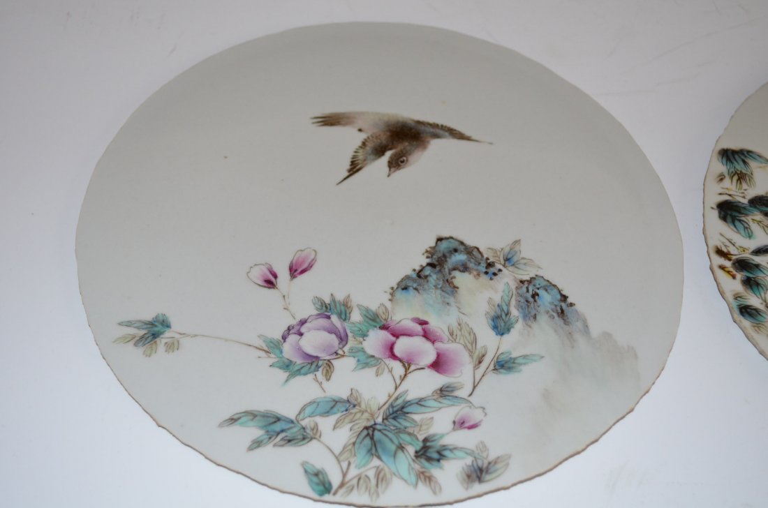 Four Famille Rose Porcelain Chinese Round Plaques - 2