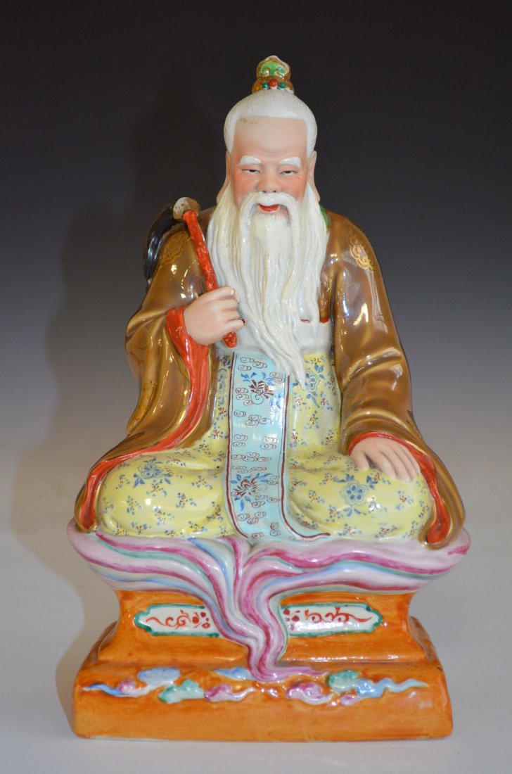 Chinese Famille Rose Porcelain Seated Lohan