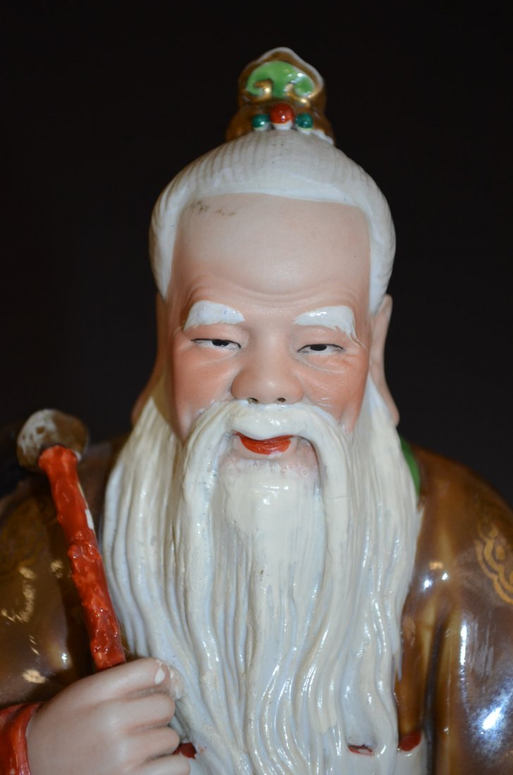 Chinese Famille Rose Porcelain Seated Lohan - 2