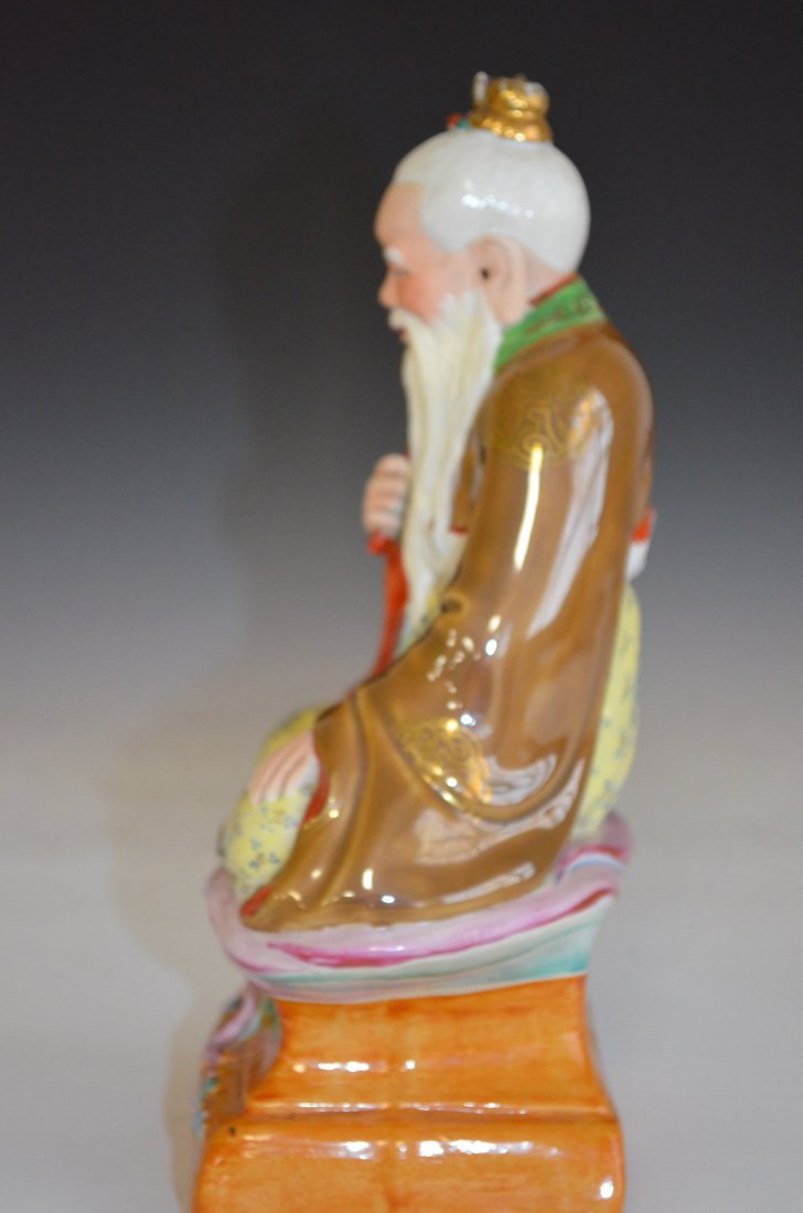 Chinese Famille Rose Porcelain Seated Lohan - 5