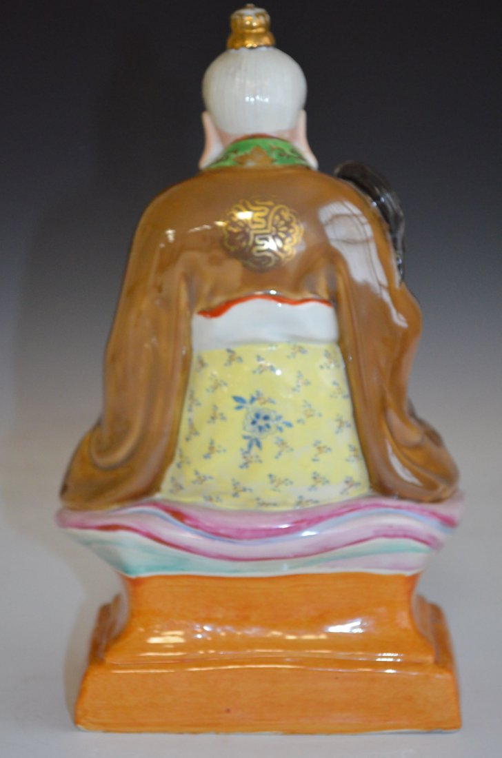Chinese Famille Rose Porcelain Seated Lohan - 6