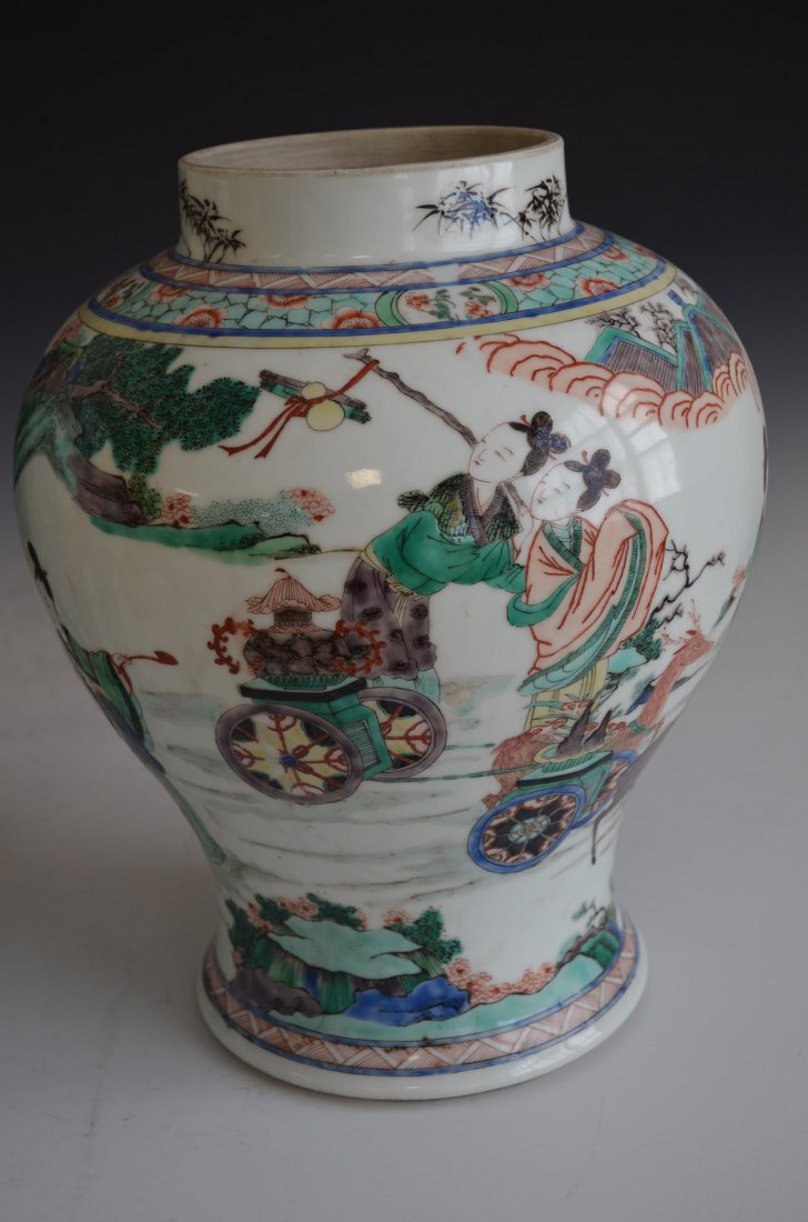 Pair of Large Famille Verte Porcelain Chinese Vases - 3