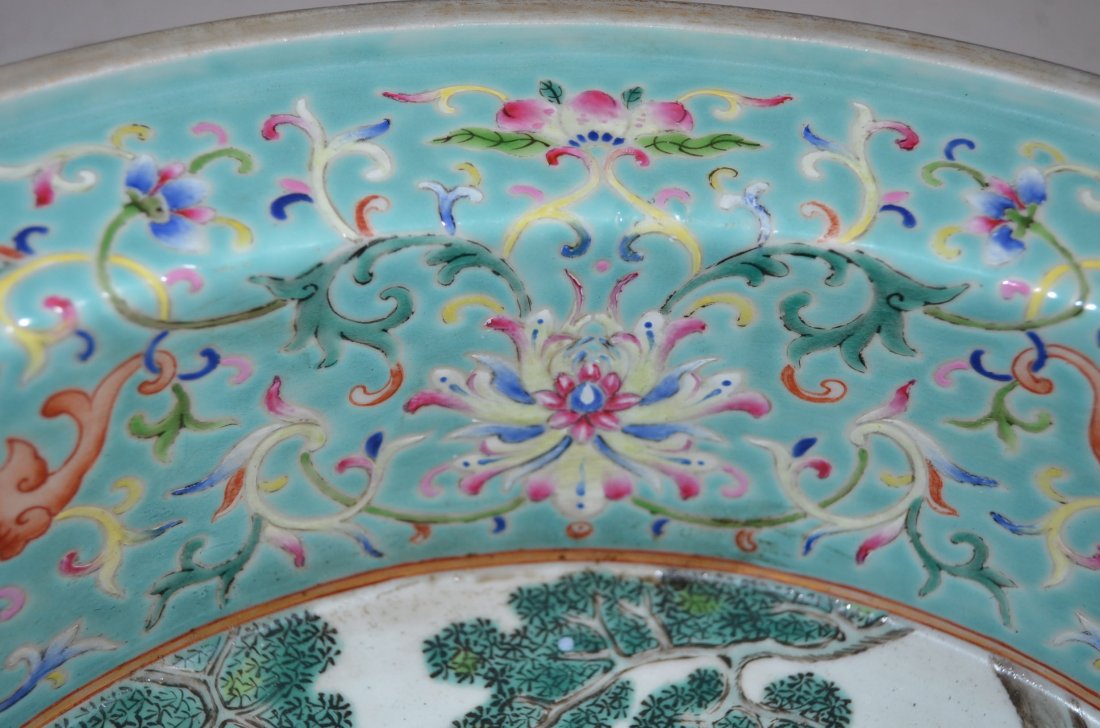 Chinese Turquoise Glazed Famille Rose Bowl - 2
