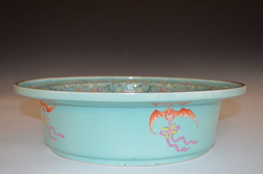 Chinese Turquoise Glazed Famille Rose Bowl - 4