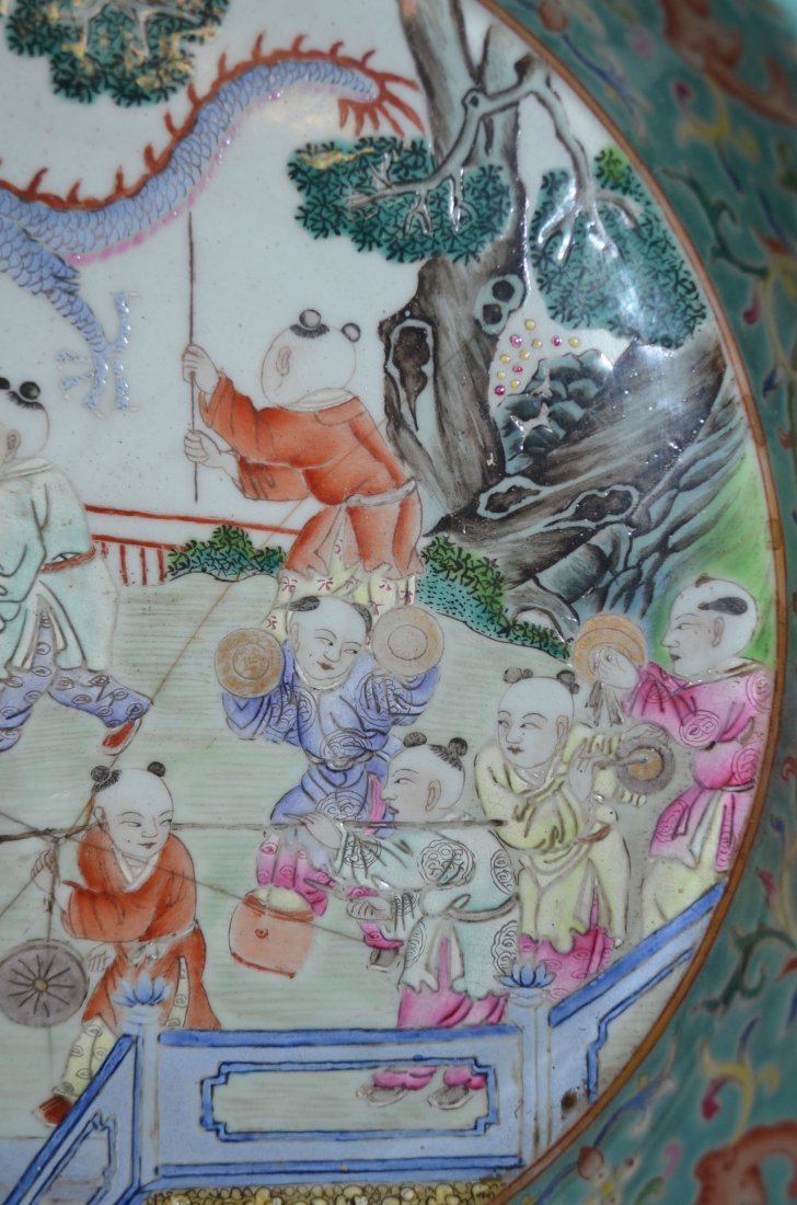 Chinese Turquoise Glazed Famille Rose Bowl - 5