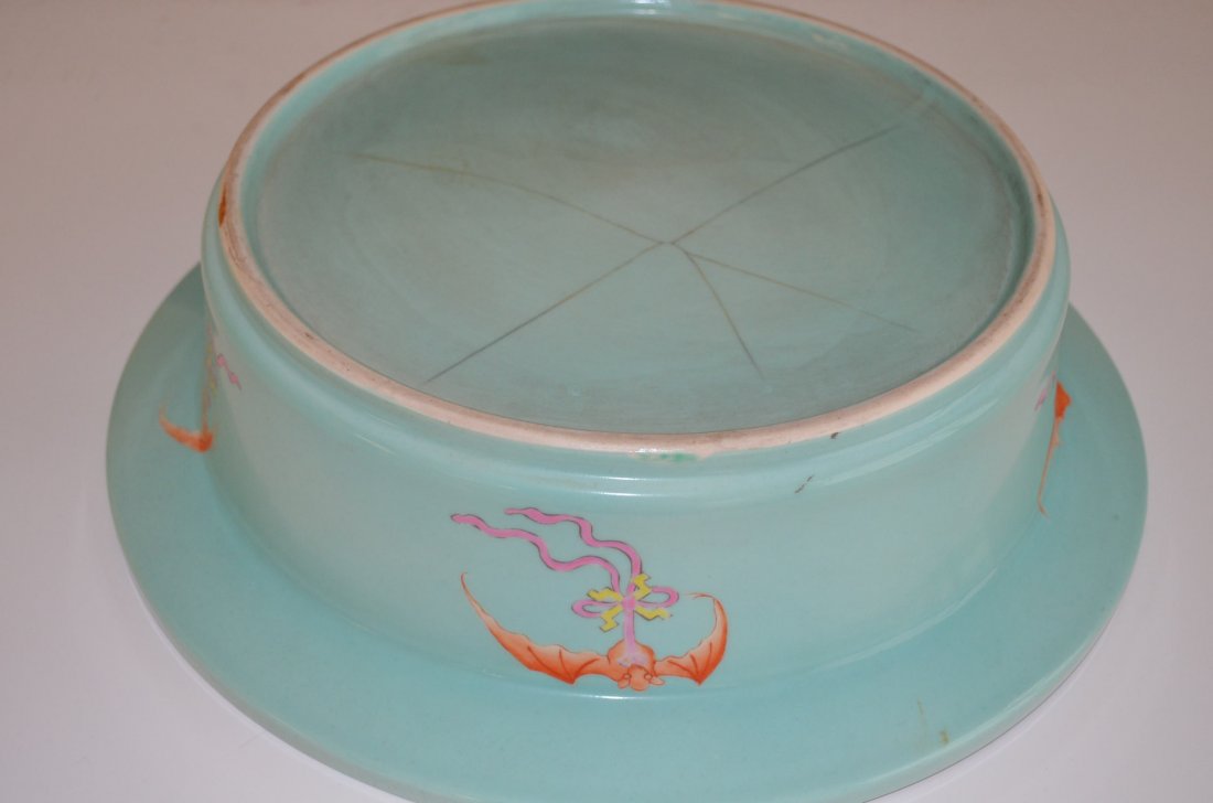 Chinese Turquoise Glazed Famille Rose Bowl - 8