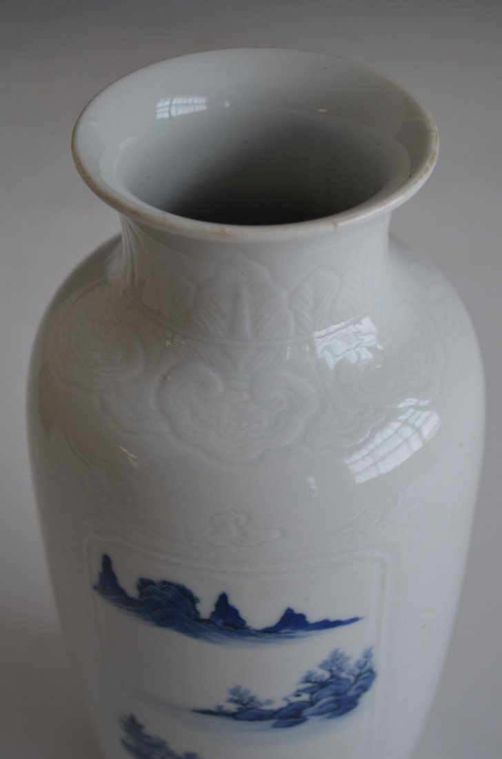 Chinese Blue & White Glazed Porcelain Vase - 2
