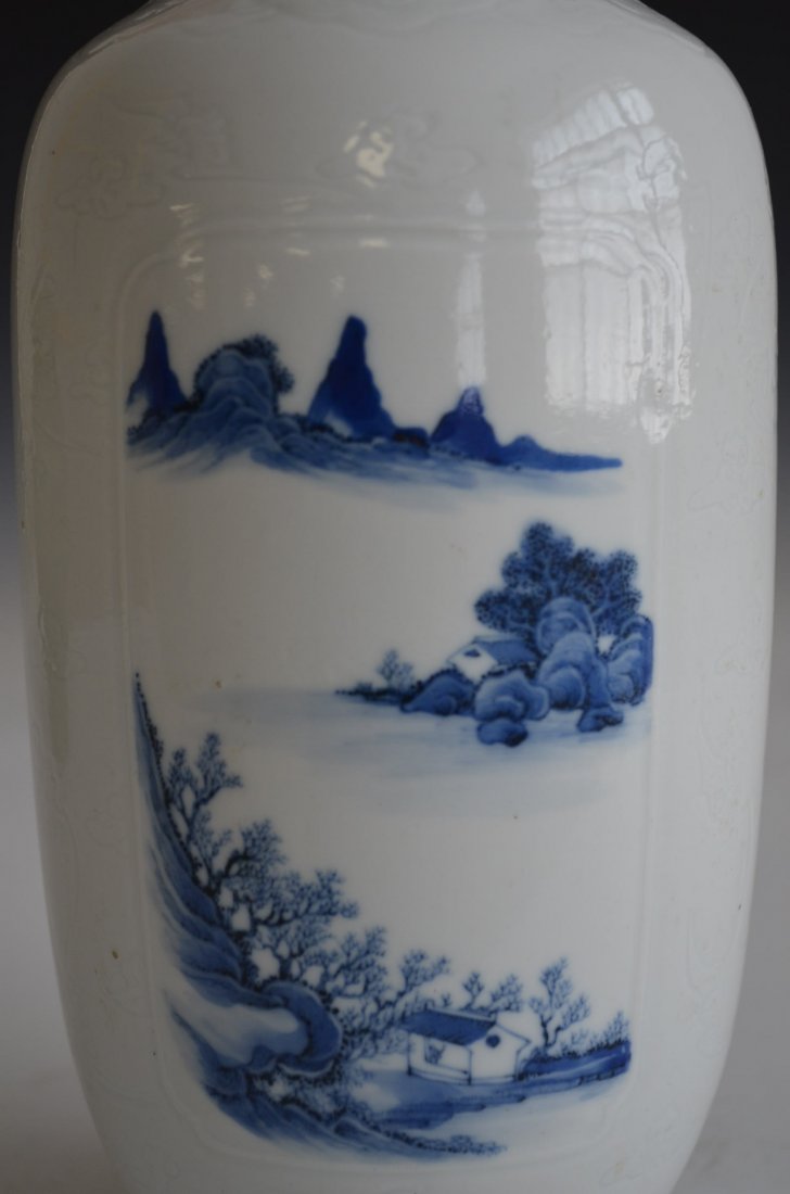 Chinese Blue & White Glazed Porcelain Vase - 5