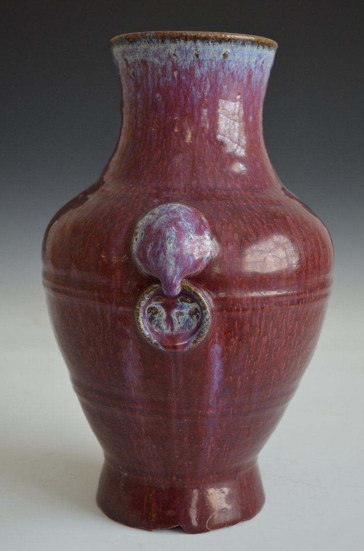 Chinese Flambe Glazed Porcelain Double Elephant Vase - 4