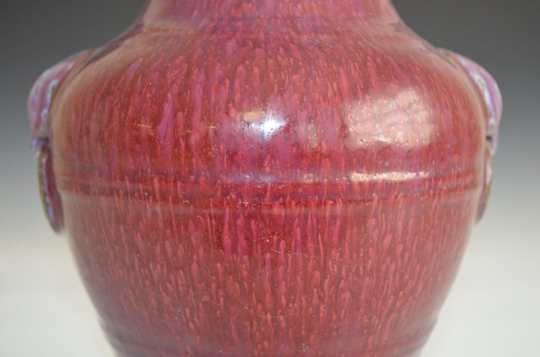 Chinese Flambe Glazed Porcelain Double Elephant Vase - 6