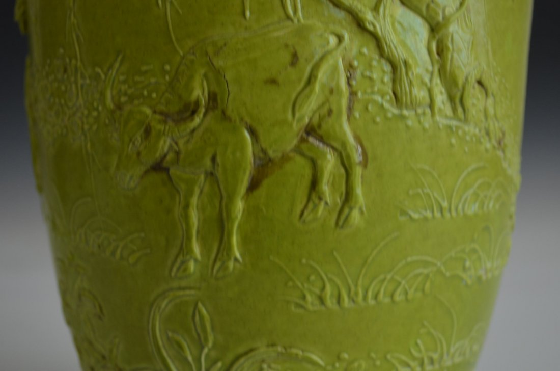 Chinese Pale Green Glazed Porcelain Vase + Applique Dec - 4