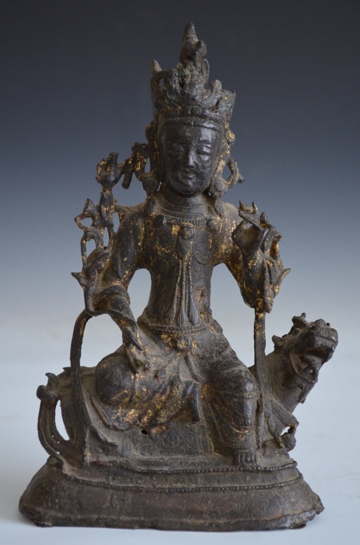 Bronze Seated Chinese Buddha on Chi Lin