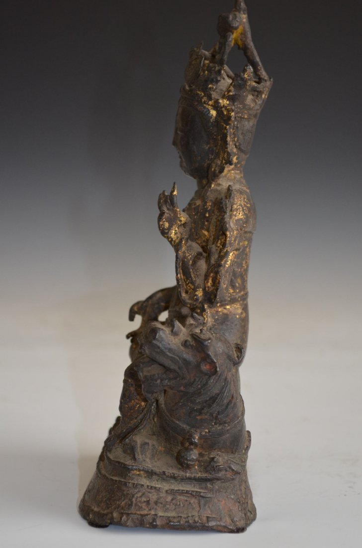 Bronze Seated Chinese Buddha on Chi Lin - 5