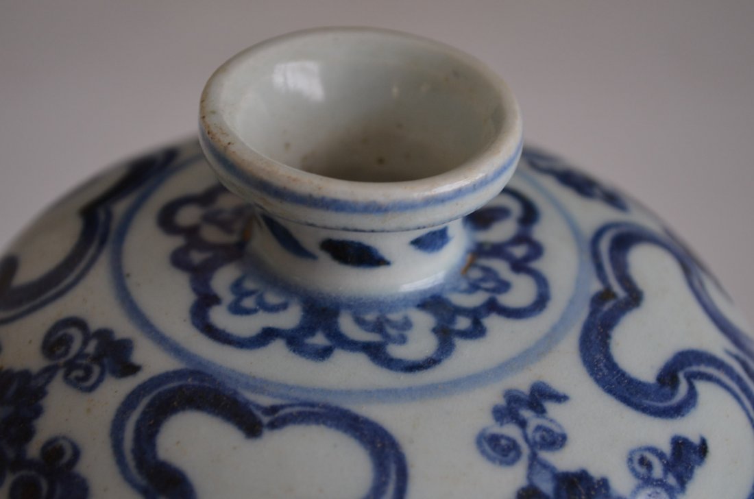 Chinese Blue & White Glazed Porcelain Meiping - 2