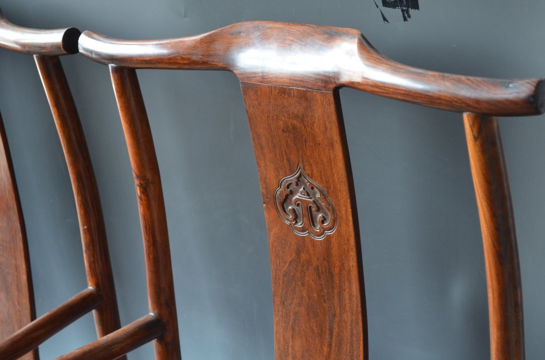 Pair of Antique Chinese Huanghuali Chairs - 5