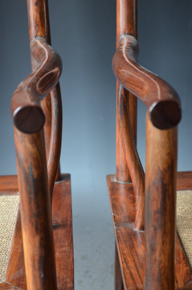 Pair of Antique Chinese Huanghuali Chairs - 6