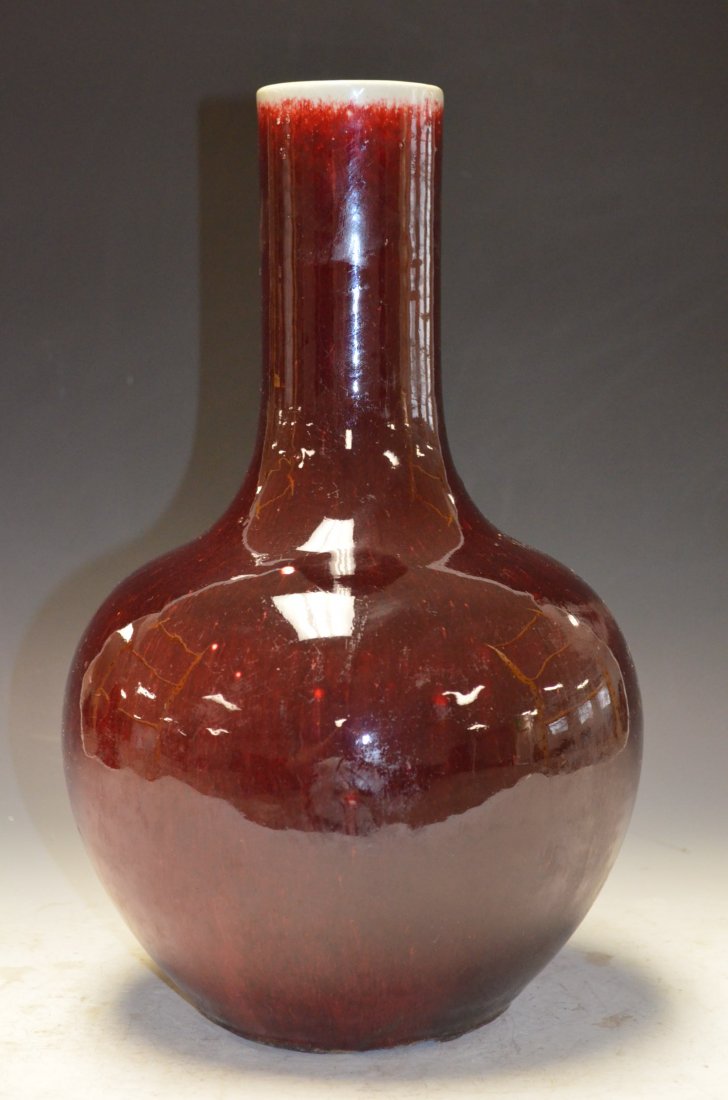 Chinese Porcelain Ox-Blood Bottle Vase: Chinese Porcelain Ox-Blood Bottle Vase, H:14 Inches