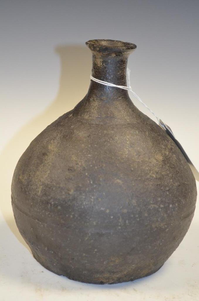 Antique Korean Goryo Dynasty Black Pottery Vase: Antique Goryo Dynasty Black Pottery Vase; H: 7.5 Inches