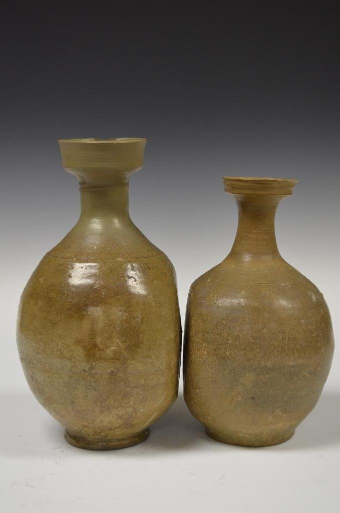 Pair of Antique Korean Goryo Dynasty Vases: Pair of Antique Korean Goryo Dynasty Vases, H: 8 Inches
