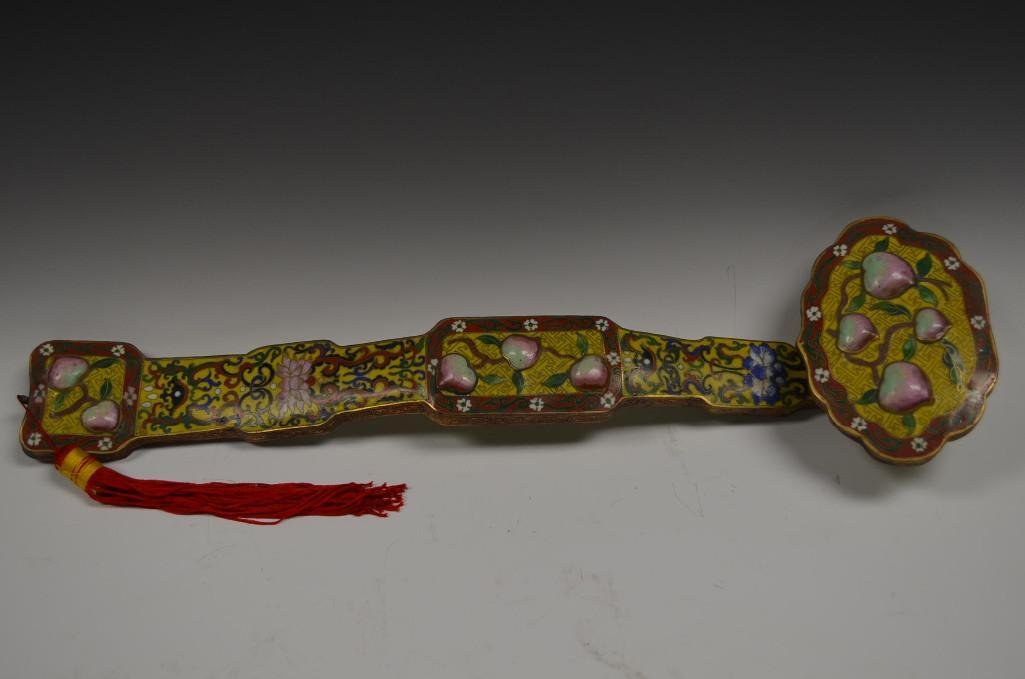 Chinese Cloisonne Enamel Ruyi Sceptor: Chinese Cloisonne Enamel Ruyi Scepter; L: 20 Inches