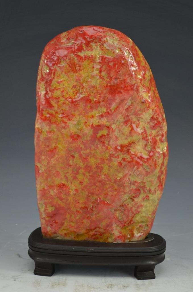 Chinese Blood Red Soapstone Mountain: Chinese Blood Red Soapstone Mountain. Height: 9.25"