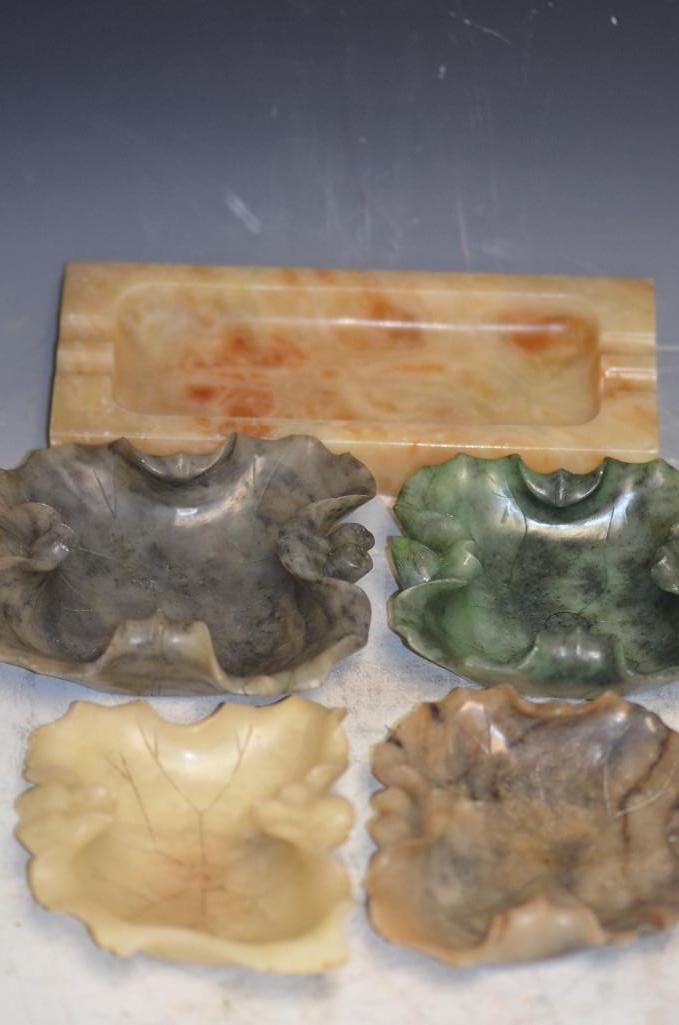 Five Carved Soapstone Brush Washers: Five Carved Soapstone Brush Washers. (largest) D: 9.5 Inches