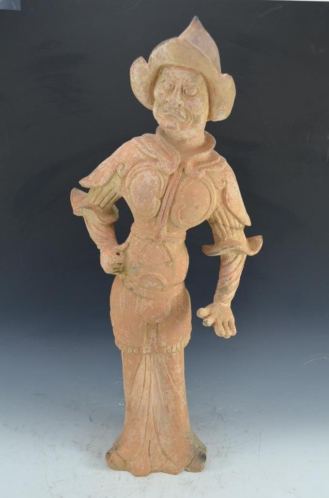 Han Dynasty Clay Figure: Han Dynasty Clay Figure, H: 24 Inches