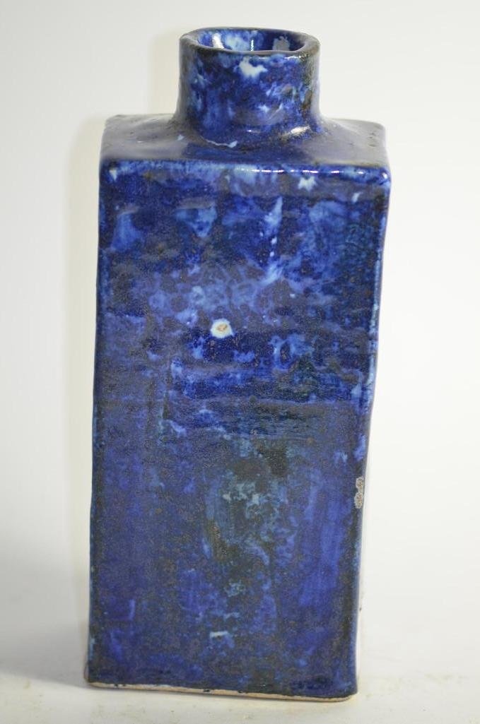 Antique Chinese Cobalt Blue Square Porcelain Vase