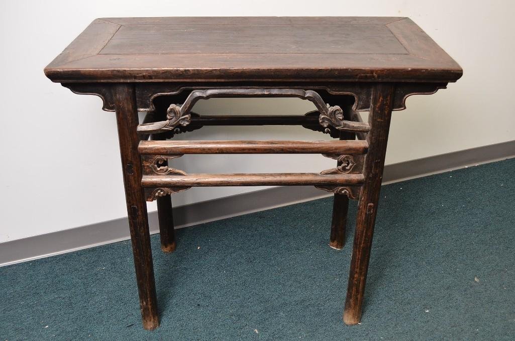 Chinese Altar Table 18/19th Century: Chinese Altar Table circa 18/19th Century, nicely carved; Dimensions: 34 x 38.5 x 19.75 Inches