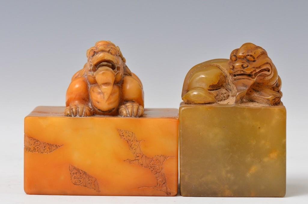 Two Carved Soapstone Seals: Two Carved Soapstone Seals