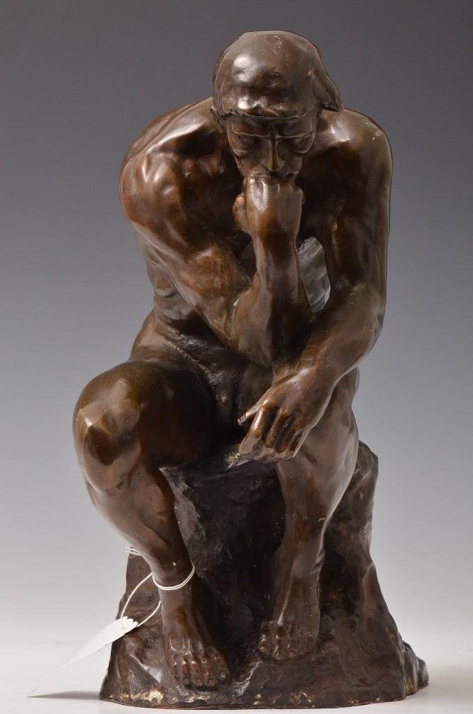 Bronze Cast of "The Thinker" signed A. Rodin: "The Thinker" Bronze Cast. The Thinker is one of the most famous works by French sculptor Auguste Rodin the father of modern sculpture. This cast is of fine quality and includes signature &q