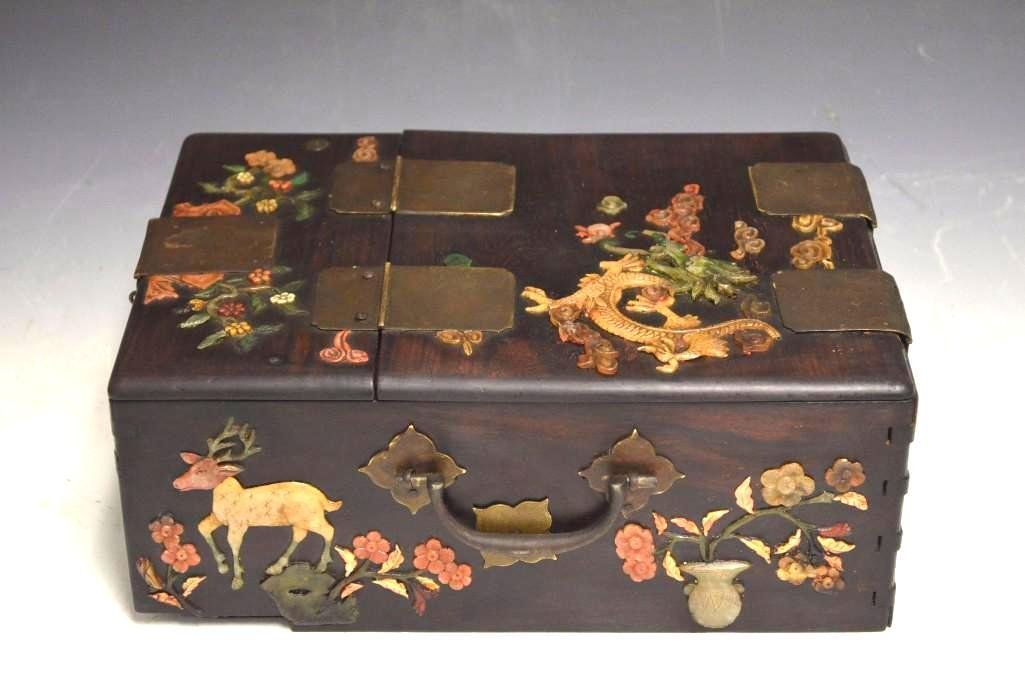 Chinese Mirror Jewelry Box: Chinese Mirror Jewelry Box; Dimensions: 11.5 x 8.75 x 4.5 Inches