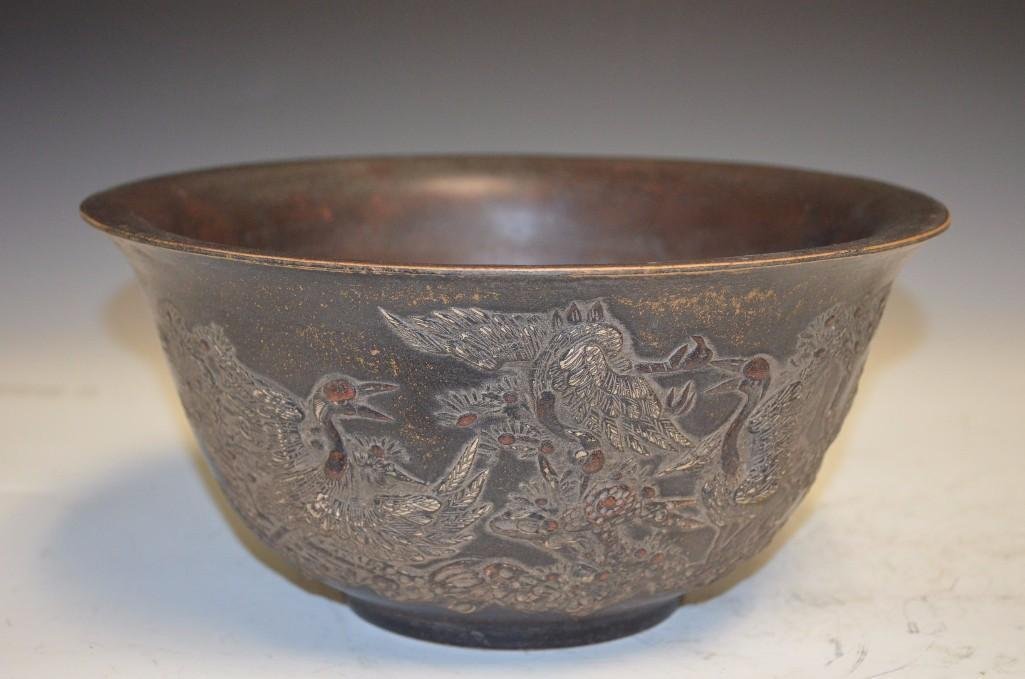 Chinese Brown Glaze Porcelain Bowl: Chinese Brown Glaze Porcelain Bowl; D: 10.75 inches