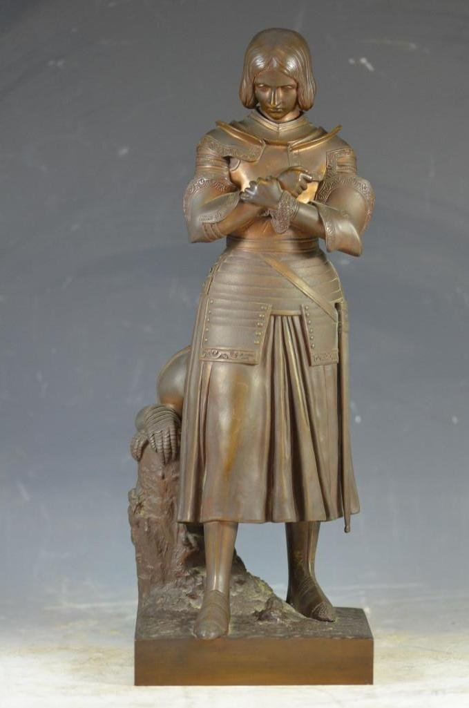 French Bronze Statue of Joan of Arc With Swiss Foundry: French Bronze Statue of Joan of Arc With Swiss Foundry Mark To The Base. Signed Marie D'Orleans; H: 16 Inches