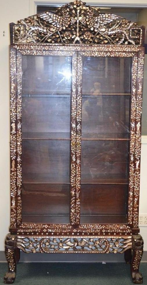 Antique Chinese Hardwood Mother of Pearl Inlaid Display (1 of 7)