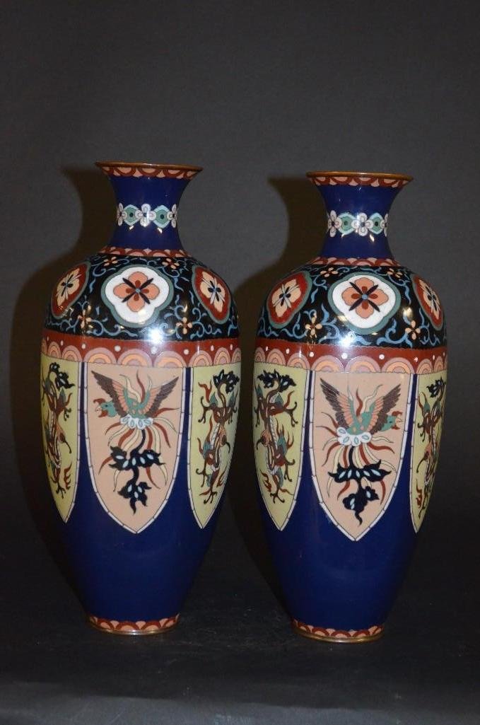 Pair of Cloisonne Enamel Vases (1 of 5)
