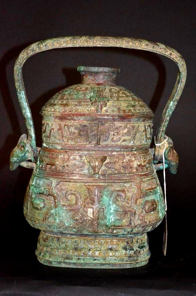 Chinese Bronze Lidded Square Food Vessel (1 of 9)