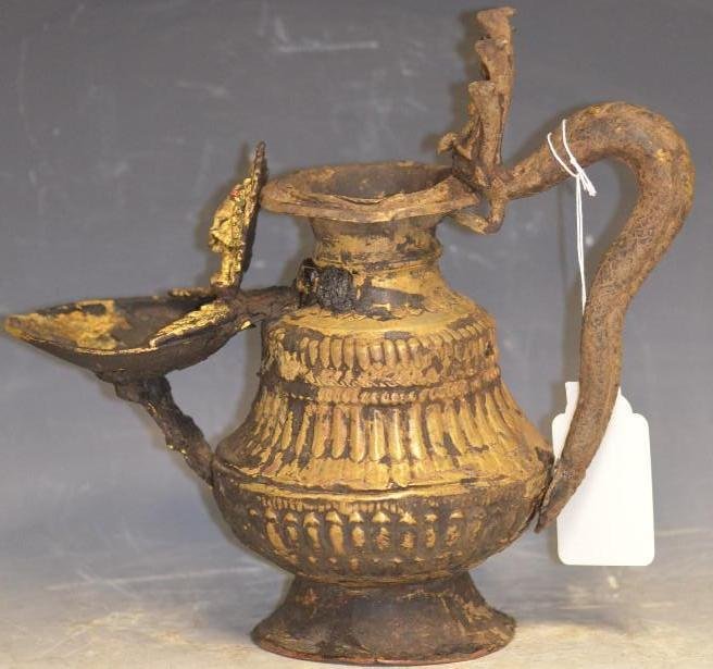 Bronze Nepalese Ritual Oil Lamp (Sukunda) with Figure o (1 of 10)