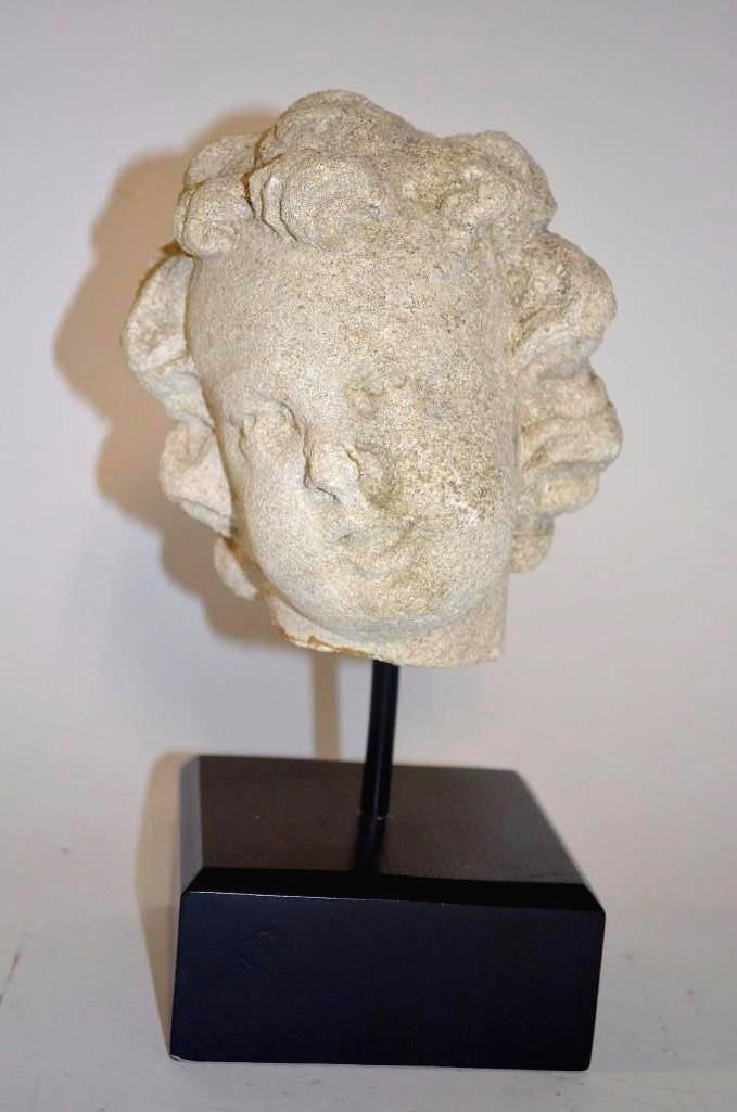 Carved Limestone Head Of A Child On Stand (1 of 5)