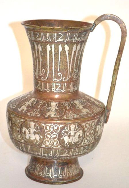 Islamic Silver & Copper Inlaid High Tin Bronze Ewer (1 of 10)