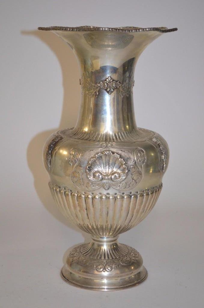 Antique Solid Silver Reposse Decorated Vase (1 of 7)