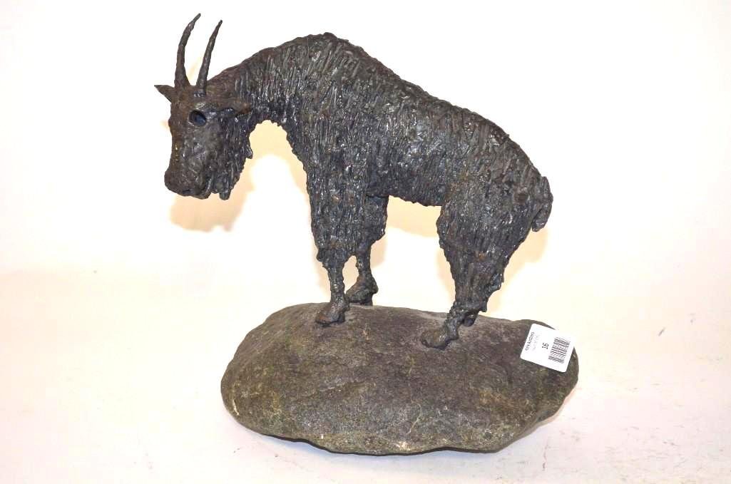 Bronze Goat on Stone Signed (1 of 6)