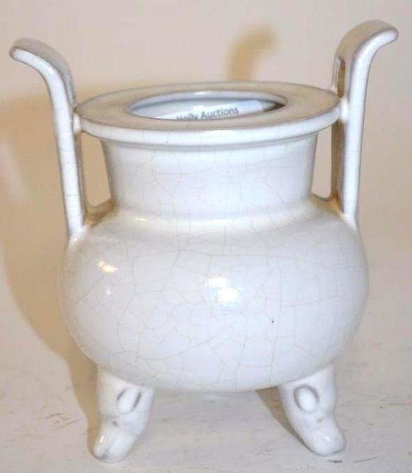 Chinese Crackle Glaze Porcelain Tripod Censer (1 of 5)