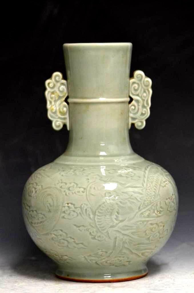 Antique Chinese Celadon Glaze Bottle Vase (1 of 7)